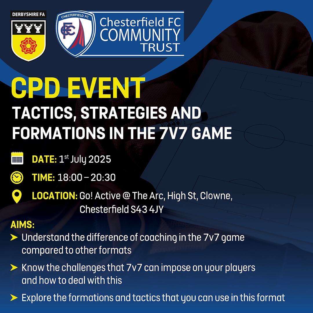 Derbyshire FA (@derbyshirefa) on Twitter photo π’ 9v9 & 7v7 CPD Events delivered in partnership with <a href="/spireitestrust/">Chesterfield FC Community Trust</a>
π 1st July | π 18:00β20:30
π Go! Active, Clowne
β½ Tactics, formations & strategies for the 9v9 and 7v7 games!
π Book now β limited spaces!
bit.ly/43zs1Eu π’ 9v9 & 7v7 CPD Events delivered in partnership with <a href="/spireitestrust/">Chesterfield FC Community Trust</a>
π 1st July | π 18:00β20:30
π Go! Active, Clowne
β½ Tactics, formations & strategies for the 9v9 and 7v7 games!
π Book now β limited spaces!
bit.ly/43zs1Eu