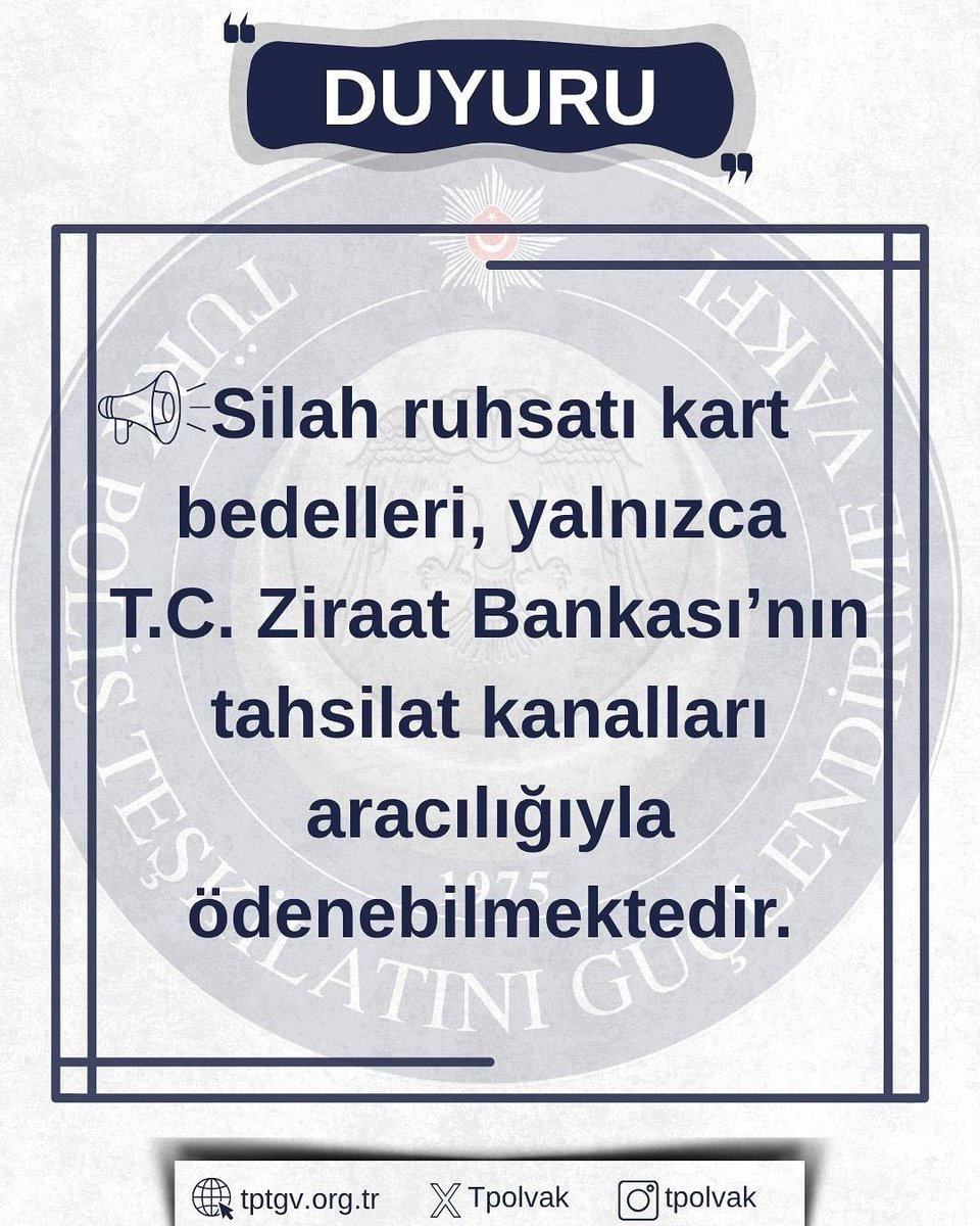 🏦 Ödemeler, Ziraat Bankası şubelerinden veya ATM’lerden yapılmaktadır.
🚫 Lütfen kart hizmet bedelini bağış olarak yatırmayınız!
 ✔️İşleminizin geçersiz sayılmaması için ödeme türünü doğru seçtiğinizden emin olun.
ℹ️ Detaylı bilgi için lütfen resmî web sitemizi ziyaret ediniz.