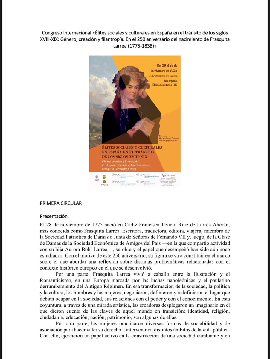 TRAMOS. Género, política y emociones en el S. XIX tweet media