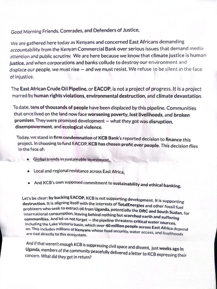 LydiaKaranja13's tweet photo. KCB’s silence is deafening. The world is watching. It’s time to step up and do the right thing divest from #EACOP and release the
@350Africa
@Fridays4FutureU
@climateclockDRC
@stopEACOP
@ecollabsetotalde
@stopEACOPnl
@stop4Ecop
#FreeKCB11
#StopEACOP
#KCBComplicity https://t.co/UaMK8Mn29P