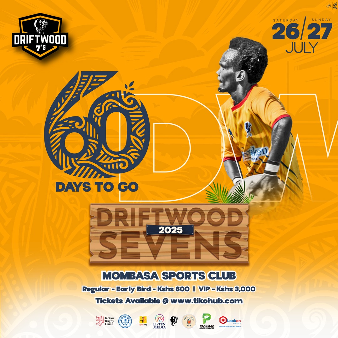 60 Days to Go!

The road to #Driftwood7s2025 just got real.

Rugby. Entertainment. Coastal vibes!
July 26–27 | Mombasa Sports Club

Tickets: tikohub.com/events/271

Early Bird: 800 | Advance: 1,000 | VIP: 3,000

#KaribuMombasa #MombasaRugby #Driftwood7s #Mombasa