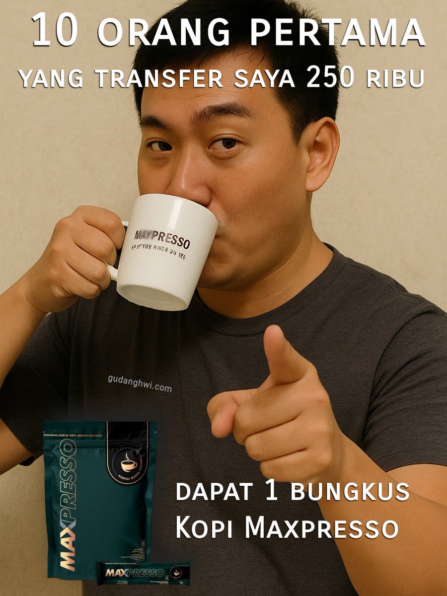 gudangHWI's tweet photo. 10 orang pertama yang transfer saya 250 ribu dapat 1 bungkus kopi Maxpresso
https://t.co/S4MJ3FmK2X https://t.co/DBavHM9QKt