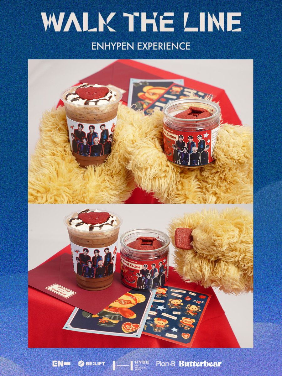 ENHYPEN Desserts with Butterbear! 🌟

คุกกี้ก็จะอร่อยเป็นพิเศษ ☺️🤭 
Bite Me Red Velvet Cookies (175 THB) และ No Doubt Iced Chocolate drink (135 THB) พร้อมจำหน่าย 31/05/2025 ที่ 
❤️ Butterbear Emsphere ชั้น G 
❤️Buttery World Siam Paragon ชั้น 5 
❤️Grab Delivery (สาขาสยามพารากอน)