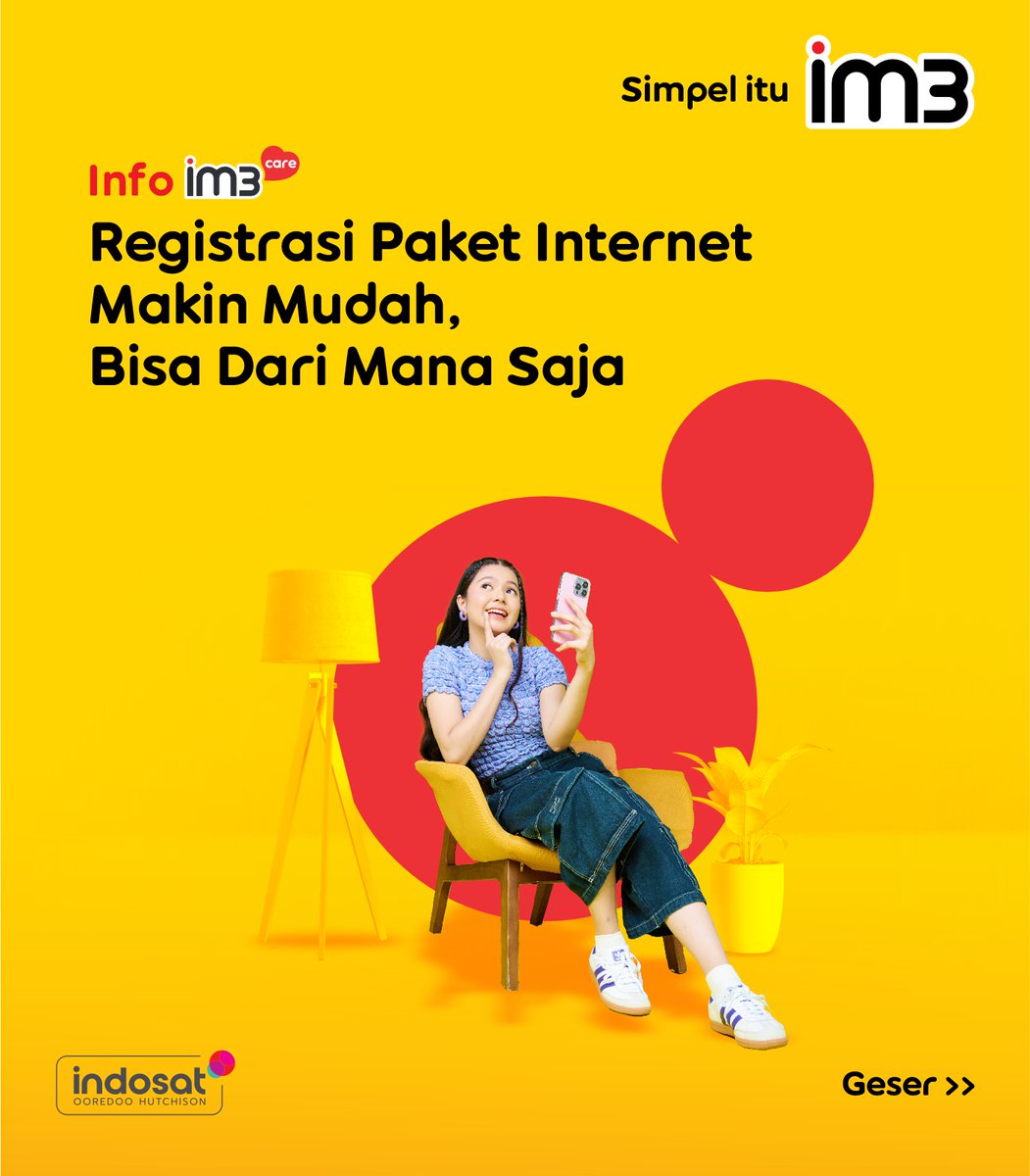 CareIM3's tweet photo. Nggak ada alasan kehabisan kuota internet deh 🤩 

Registrasi paket internet bisa diaktifkan dari mana saja dalam kondisi apapun. ​
​
#SahabatBaikku paling suka melalui apa nih? 💛 https://t.co/JloShcojdQ