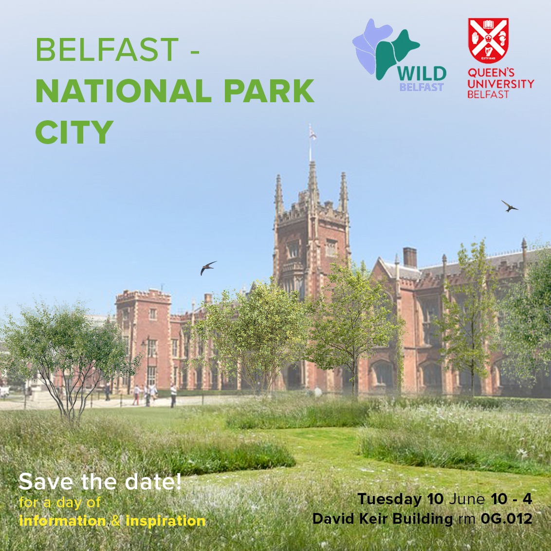 Remember to register for our conference asking "What if Belfast was a National Park City?" 

For instance what if schools and universities offered high quality, nature rich green infrastructure as living installations for communities to learn about the world around them?