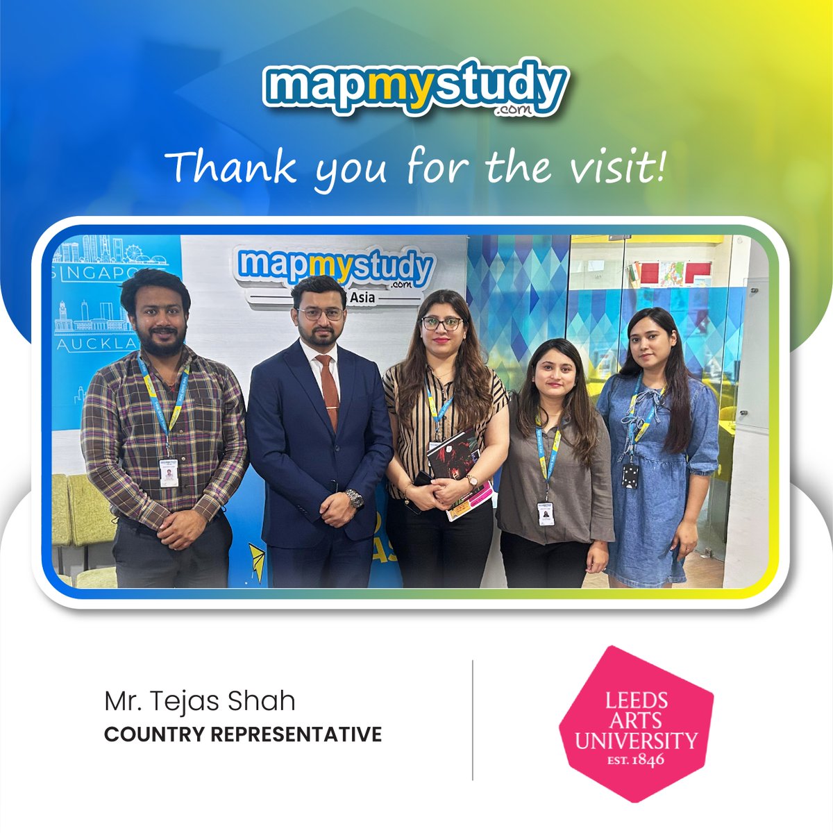 MapMyStudy's tweet image. We would like to thank Mr. Tejas Shah (Regional Representative – South Asia) at @LeedsArtsUni, UK, for visiting MapMyStudy’s Vasant Kunj office.
Talk to our expert counsellors: 88004-07108
#StudyAbroad #MapMyStudy #StudyInUK2025