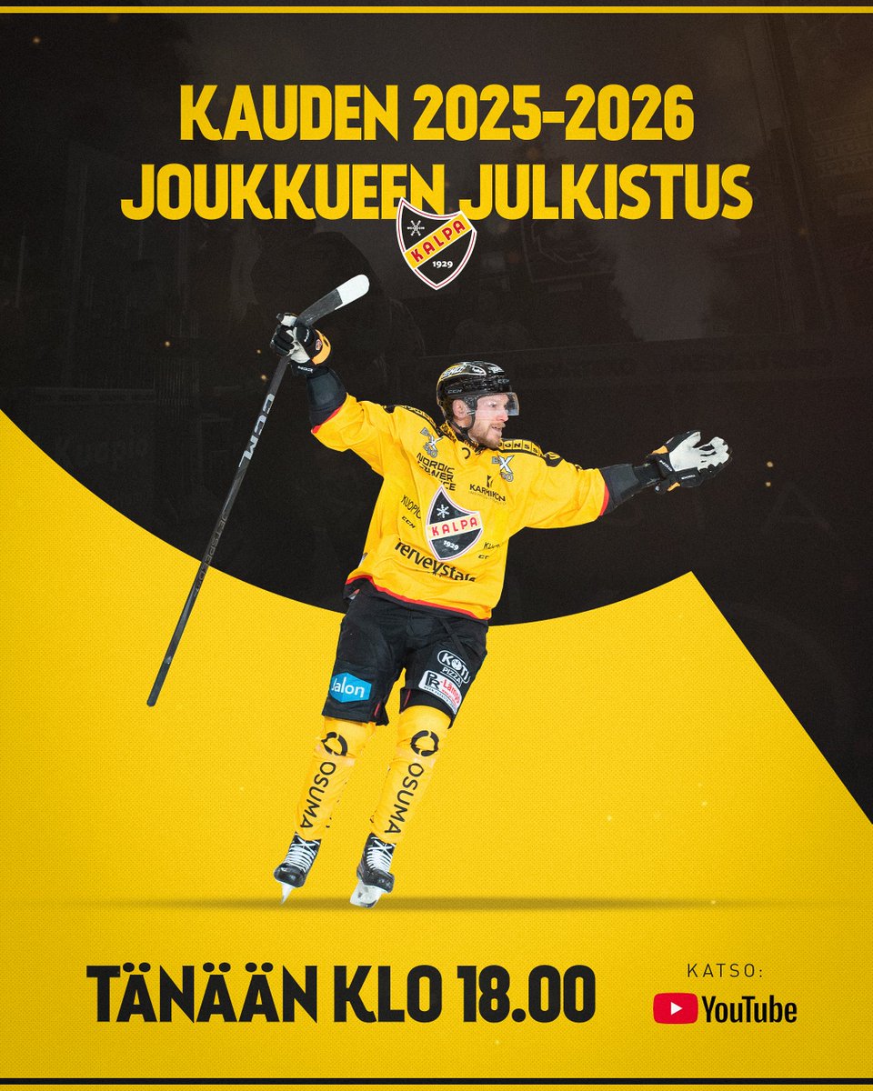 Tänään selviää tulevan kauden KalPa-paidan kantajat! 🤝

KalPan joukkue kaudelle 2025–2026 julkaistaan tänään tiistaina 27.5. klo 18.00 – Joukkueen julkistus on katsottavissa KalPan YouTube-kanavalta. 🔥

🎥 Katso klo 18.00 alkaen: youtube.com/watch?v=vsPLkh…

#KalPa #Liiga #Kuopio