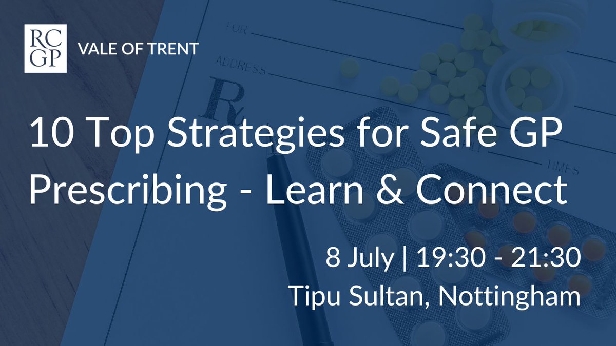 Join GP registrars in the Vale of Trent for an evening about safe and effective prescribing. Enjoy a curry meal, connect with colleagues, and learn from Dr Tony Avery OBE on the top 10 safe prescribing strategies every GP should know 👉 buff.ly/MXbKWEK