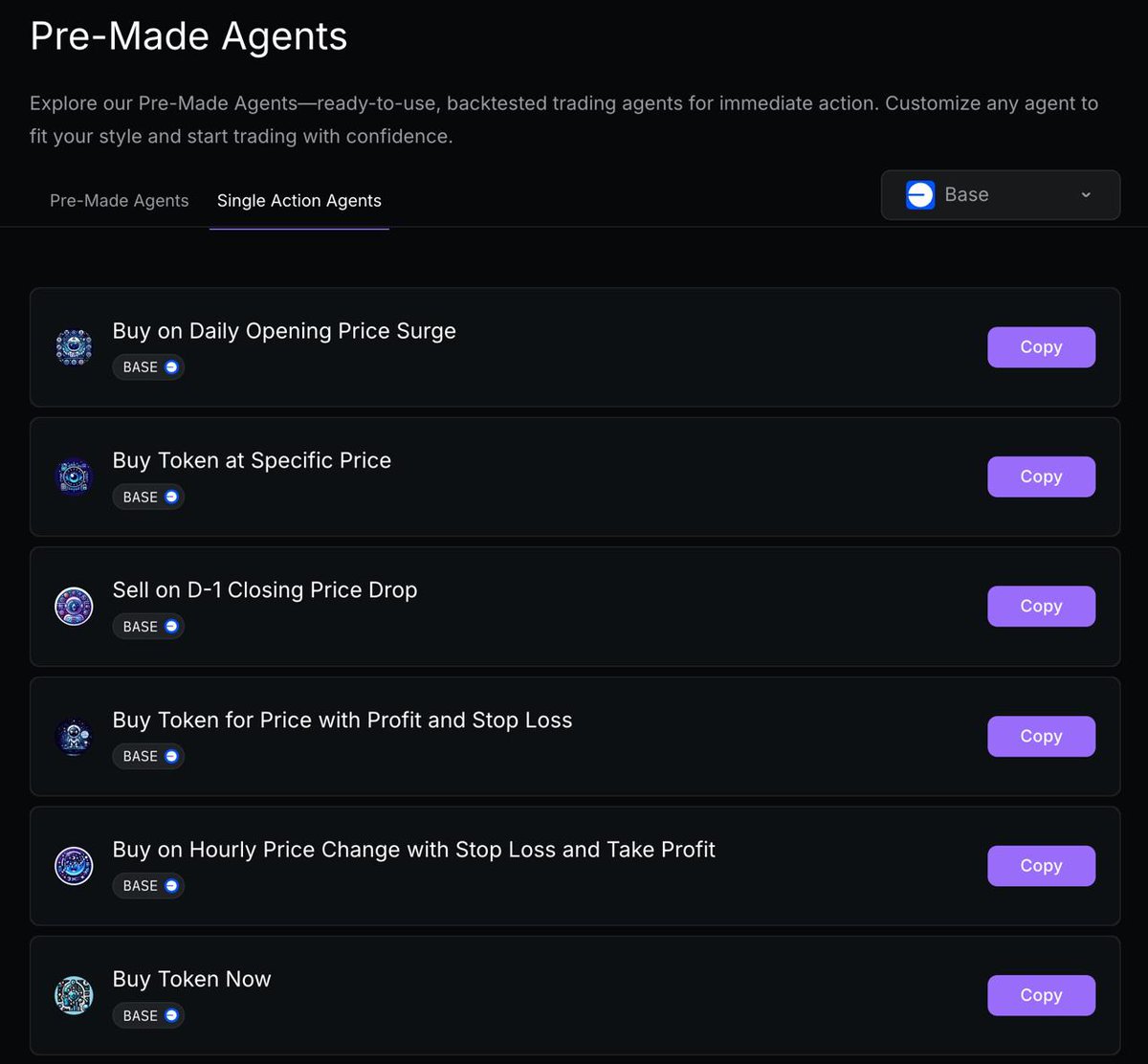 Automate your onchain trading with AI DeFi agents.