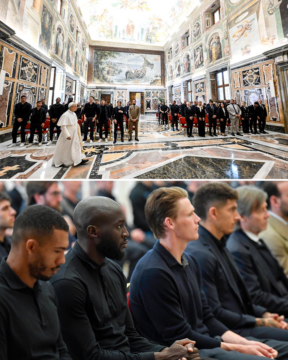 Pope Leo XIV met the Serie A champs 🇮🇹
