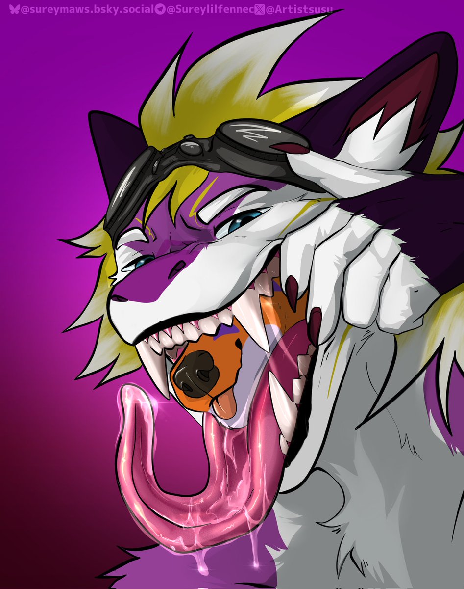 Another lovely piece from <a href="/ArtistSusu/">sureymaws.bsky.social 🌟</a> of Xander getting a fox <a href="/Olliverthefox/">Ollie</a> who was running his mouth. At least they seem content with the outcome~