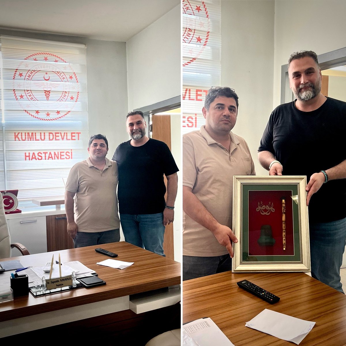 Hatay İli Kumlu İlçe Sağlık Müdürü, Kumlu Devlet Hastanesi Başhekimi kıymetli ve değerli dostum, ağabeyim Sayın Dr.Zeyneddin KARABİBER Bey’e makamında hayırlı olsun ziyaretinde bulundum.. Kendisi ile özlenen eski güzel günleri yad edip geleceğe dair fikir alışverişinde bulunduk.