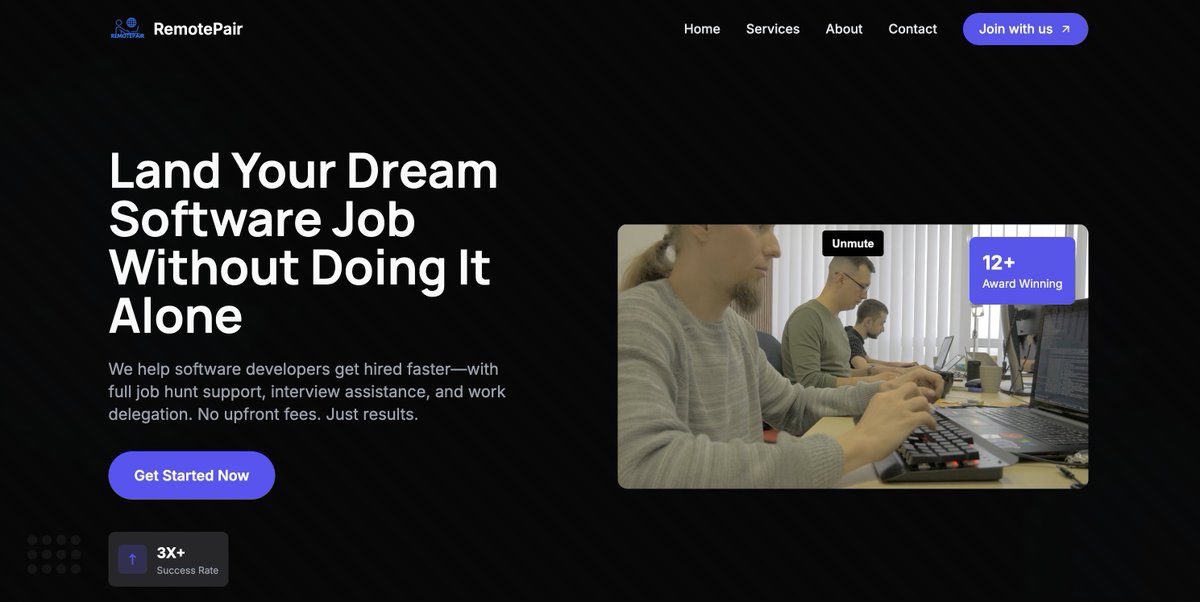 At RemotePair, we help software devs land top jobs and delegate work to trusted global partners.

✅ No upfront fees
✅ Live interview support
✅ Work handled, deadlines met

Build your career—without burnout.
🌐 remotepair.space #TechCareers #DevLife #RemoteWork