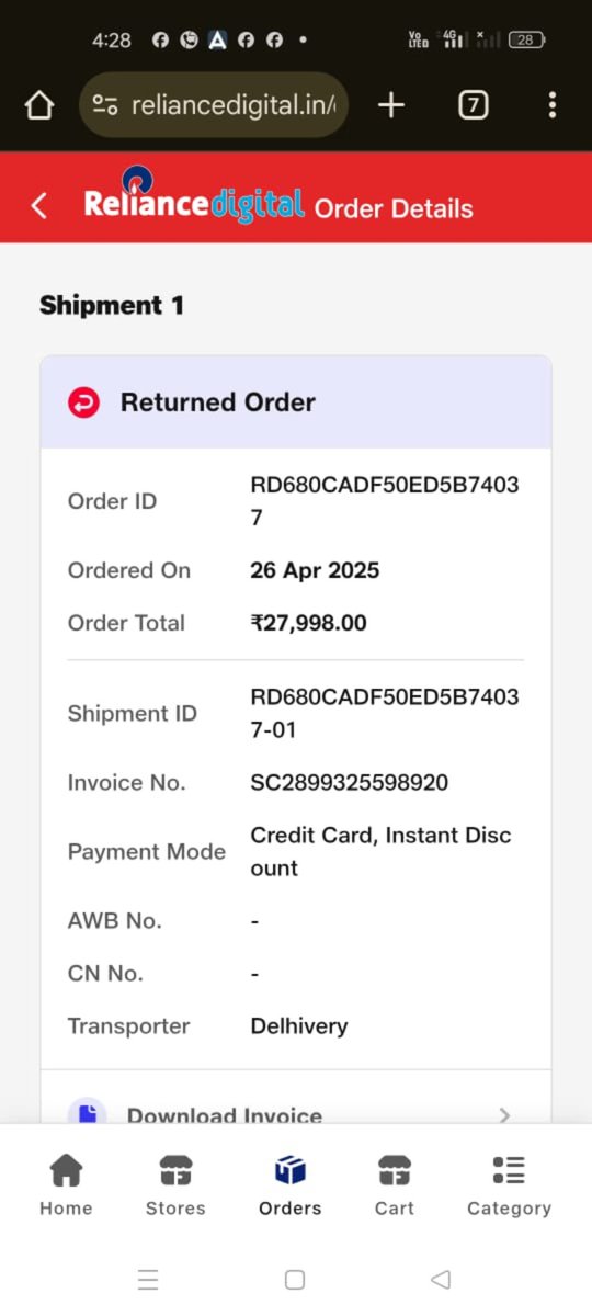 Akmodi7074's tweet photo. @RelianceDigital @reliancegroup worst service from reliance digital I am waiting for my refund since 6th May and still no update. Customer support is useless they only make you wait and don't know anything even they can easily access my details. https://t.co/CkgvmybRgn