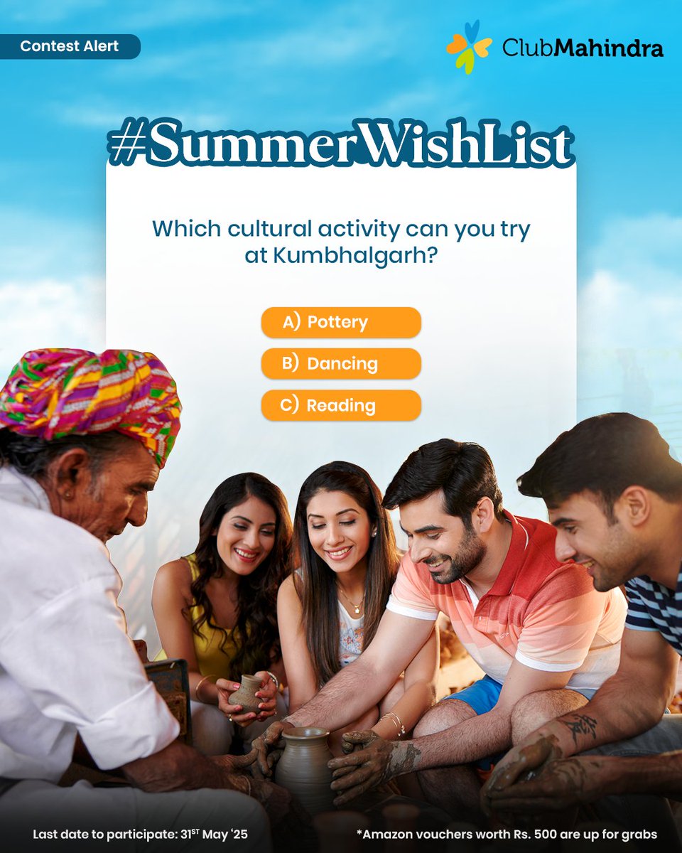 Club Mahindra (@clubmahindra) on Twitter photo #ContestAlert 12 of 15
Participate in all #SummerWishList
STEPS
1) Comment below with your answer using #SummerWishList and #ClubMahindra. Don’t forget to tag <a href="/clubmahindra/">Club Mahindra</a> and four of your friends – it’s mandatory!
2) Participate in all 15 contest posts. Winners get #ContestAlert 12 of 15
Participate in all #SummerWishList
STEPS
1) Comment below with your answer using #SummerWishList and #ClubMahindra. Don’t forget to tag <a href="/clubmahindra/">Club Mahindra</a> and four of your friends – it’s mandatory!
2) Participate in all 15 contest posts. Winners get