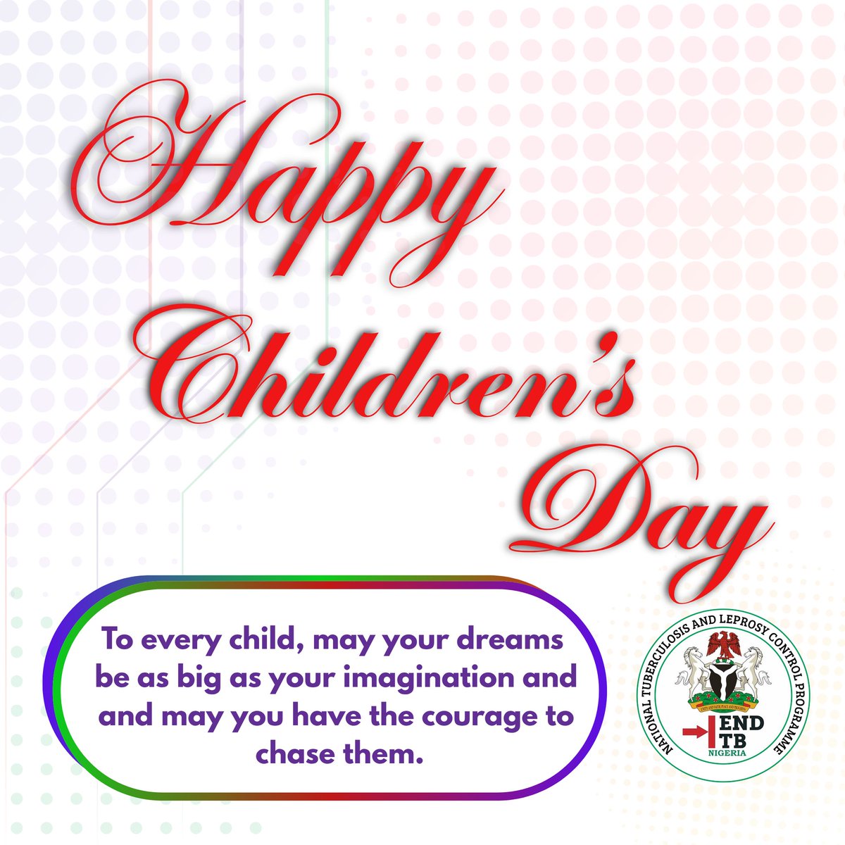 Happy children's day to all our wonderful children.

#ChildrensDay #EndTB #CheckAmO