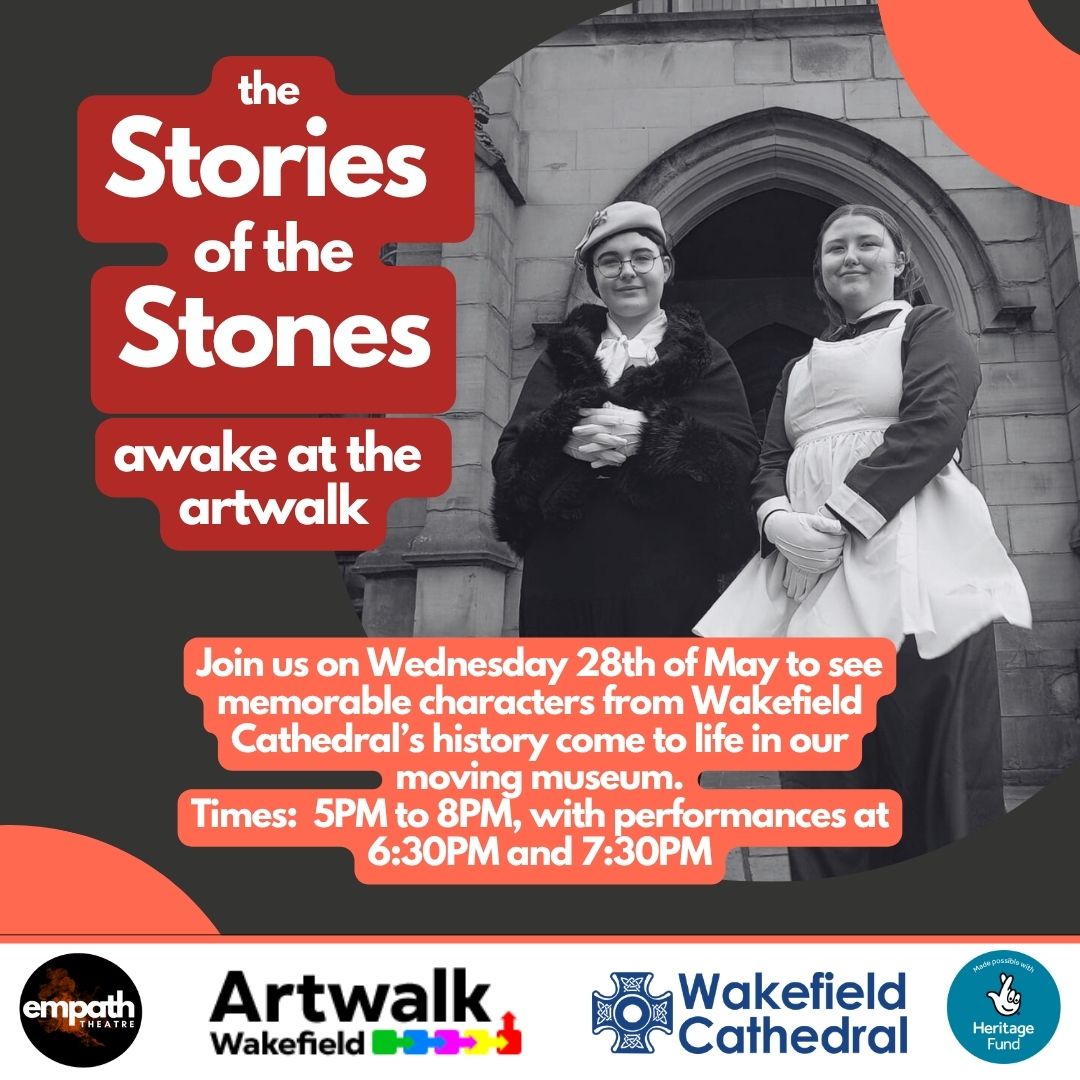 Empath Theatre (@empaththeatre) on Twitter photo We're so excited for this!
✨ 👣 Step into the past at <a href="/WakeCathedral/">Wakefield Cathedral</a> for #Artwalk!
Four people tied to the Cathedral's history return in our living museum performance — catch them at 6:30pm & 7:30pm.
We’ll be there all evening sharing more about Stories of the Stones, too! ✨ We're so excited for this!
✨ 👣 Step into the past at <a href="/WakeCathedral/">Wakefield Cathedral</a> for #Artwalk!
Four people tied to the Cathedral's history return in our living museum performance — catch them at 6:30pm & 7:30pm.
We’ll be there all evening sharing more about Stories of the Stones, too! ✨