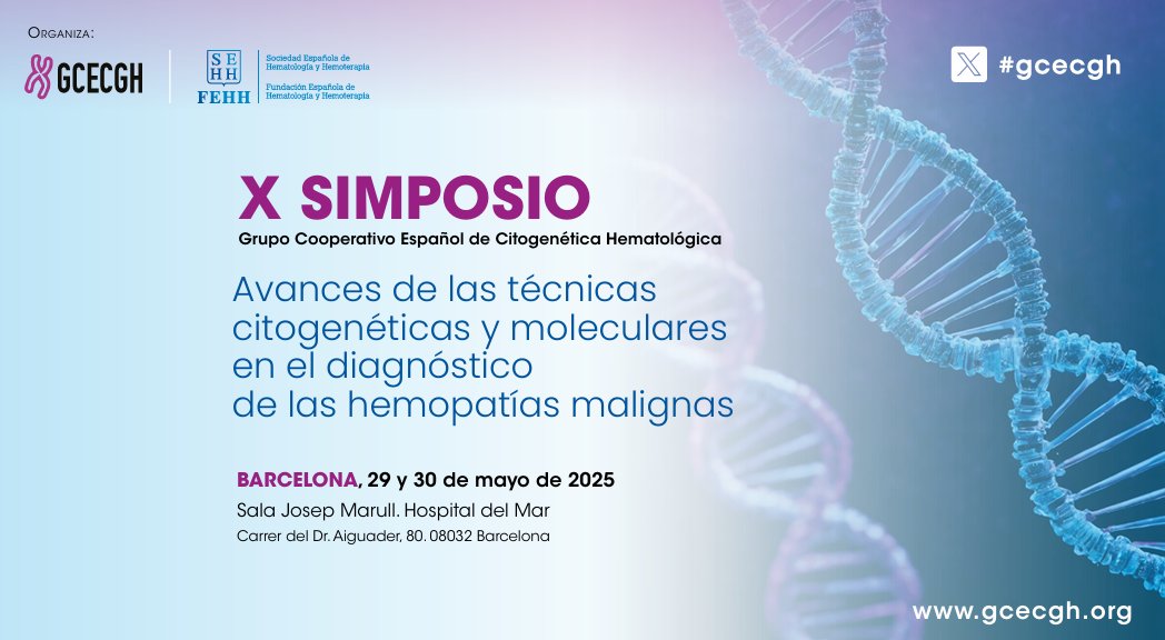 @sehh_es (@sehh_es) on Twitter photo 🚨No te pierdas el X Simposio del Grupo Español de Citogenética Hematológica <a href="/gcecgh/">GCECGH</a>, de la #SEHH
👉Una reunión de alto nivel científico para conocer todos los avances en las técnicas citogenéticas y moleculares en el diagnóstico de las hemopatías congénitas.
📍Hospital del 🚨No te pierdas el X Simposio del Grupo Español de Citogenética Hematológica <a href="/gcecgh/">GCECGH</a>, de la #SEHH
👉Una reunión de alto nivel científico para conocer todos los avances en las técnicas citogenéticas y moleculares en el diagnóstico de las hemopatías congénitas.
📍Hospital del