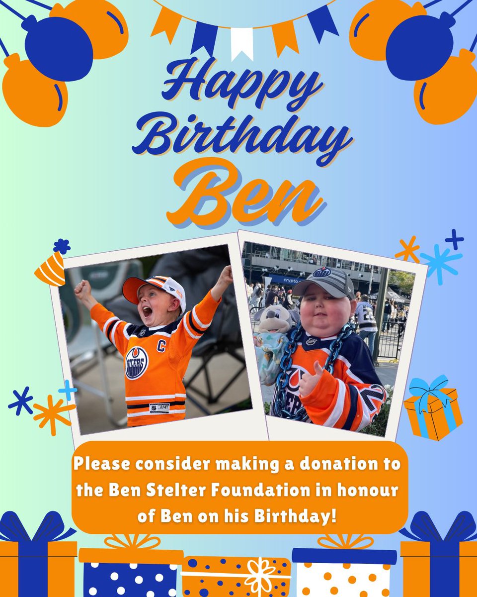 Mike Stelter (@m_dan25) on Twitter photo Today would have been Ben’s 9th birthday. I miss you so much Benny Boy, life isn’t the same without you. Please celebrate Ben today by making a donation to the <a href="/Benstelterfund/">Ben Stelter Foundation</a> to do what he loved, helping kids like him💙🧡
benstelterfoundation.crowdchange.ca/53889/page/313…
#yeg #oilers #stars #dallas Today would have been Ben’s 9th birthday. I miss you so much Benny Boy, life isn’t the same without you. Please celebrate Ben today by making a donation to the <a href="/Benstelterfund/">Ben Stelter Foundation</a> to do what he loved, helping kids like him💙🧡
benstelterfoundation.crowdchange.ca/53889/page/313…
#yeg #oilers #stars #dallas