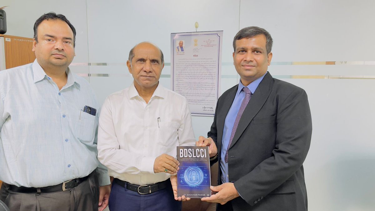 shekharpawar's tweet photo. It was very nice meeting Subodh Jaiswal sir at @NSICLTD and team showing presentation and web demo about BDSLCCI (Business Domain Specific Least Cybersecurity Controls Implementation Framework for SME/SMB) for MSME 🙏🏻 

#BDSLCCI #Cybersecurity #MSME https://t.co/Fs4PfjeApo