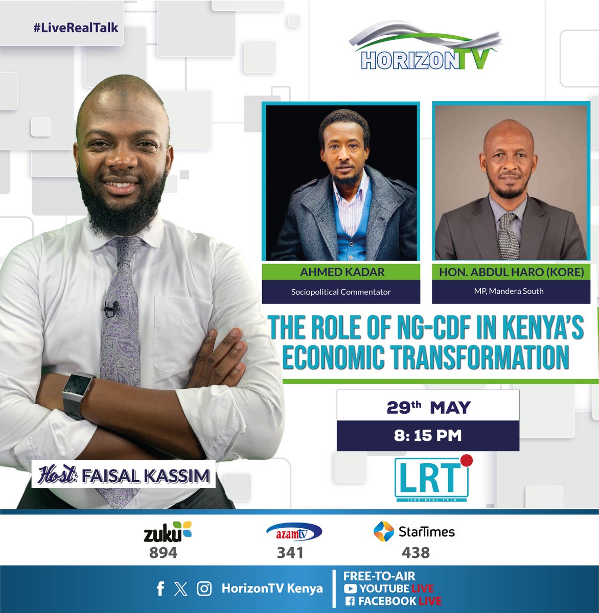 What is the role of of the NG -CDF In Kenya's Economic Transformation?    "Live Real Talk" hosts

<a href="/abduhar/">Hon. Abdul Haro (Kore)- MP, Mandera South</a> Hon. Abdul Haro (Kore)- MP, Mandera South and <a href="/Ahmedkadar1/">Ahmedkadar</a> , Sociopolitical commentator,to discuss role of of the NG -CDF  In Kenya's Economic Transformation