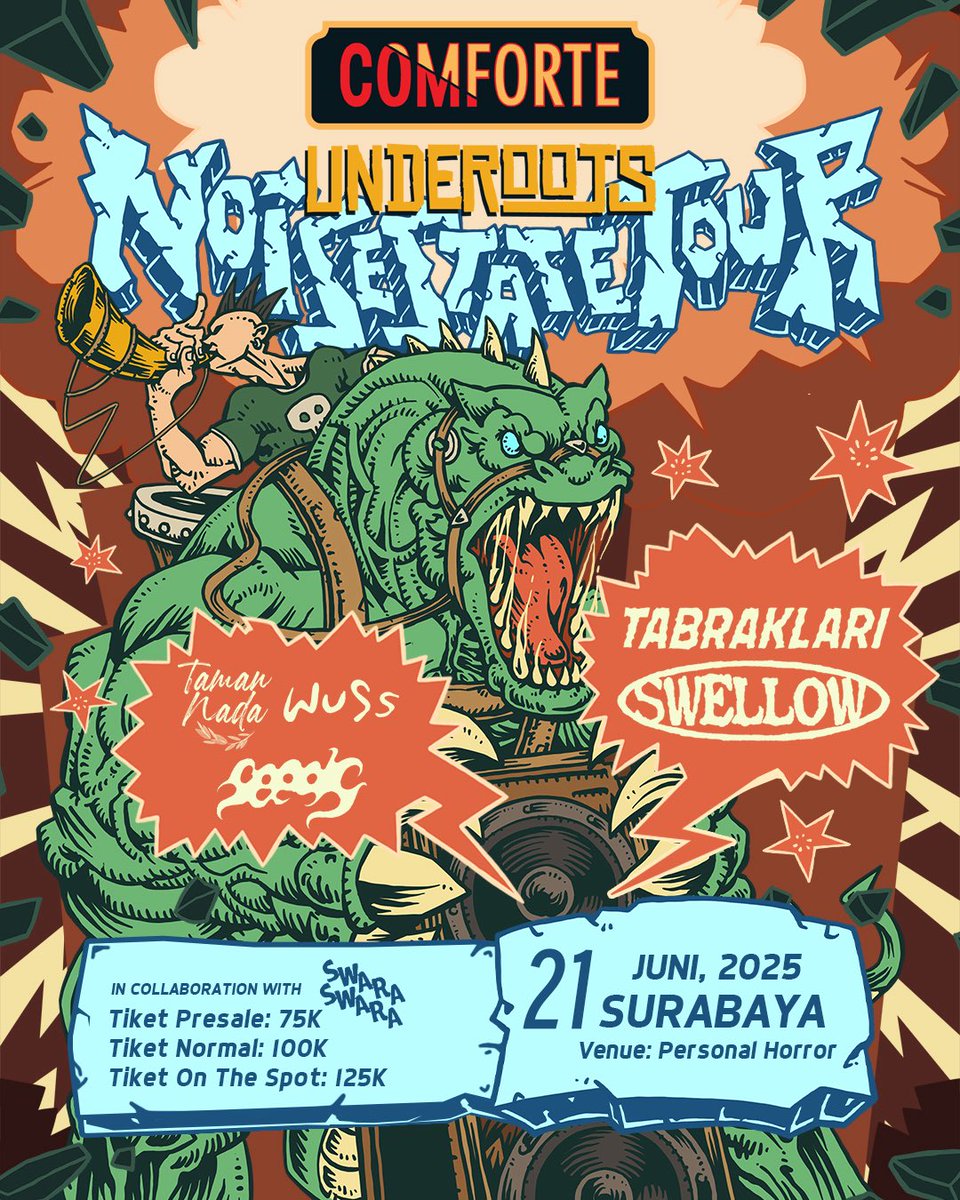 14 juni bersama jirapah, subsonic eye, drizzly, curb, enola dan ministry of.

21 juni bersama swellow, tabrak lari, taman nada, seeds dan wuss. 

14 juni ada merch khusus dengan drizzly &amp; subsonic eye dan tambahan vinyl planetarium tour edition

Order : bojakramapress.com