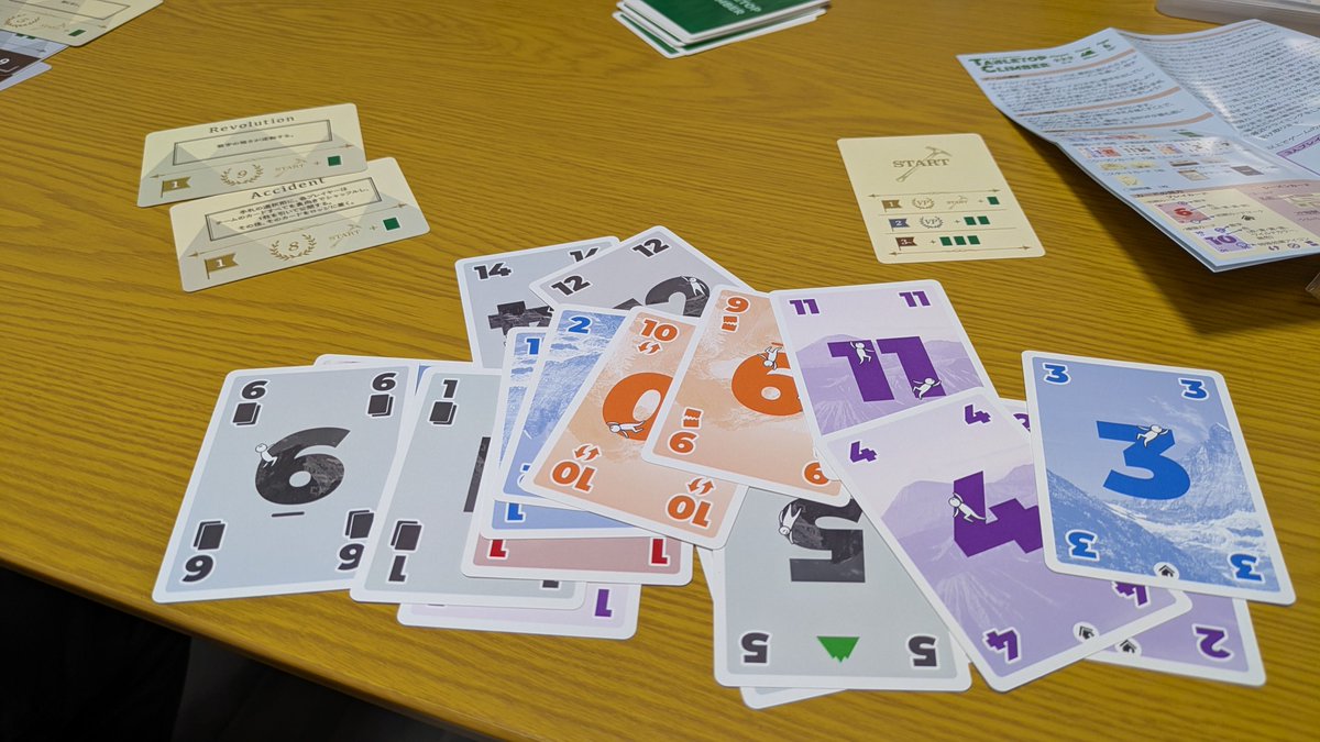 テーブルトップクライマーズをプレイ。
山札を強化していくゴーアウト。
ルールごとに使うカードを選ぶのが悩ましいけどとても楽しい！！