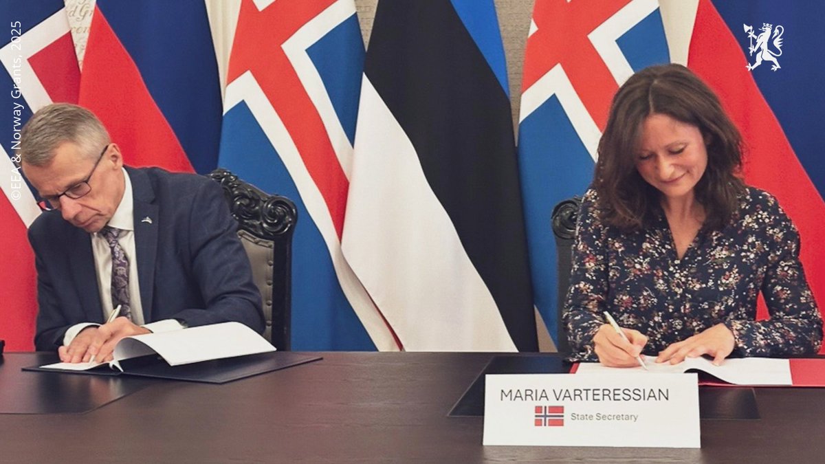 Estonia is the second country to sign a new MoU on the 2021-2028 EEA and Norway Grants funding period. 🇪🇪

€72 million has been allocated to cooperation with Estonia, funding programmes such as:
🌿 Green Transition
💻 Green ICT
🧑‍⚕️ Public Health
⚠️ Crises Preparedness