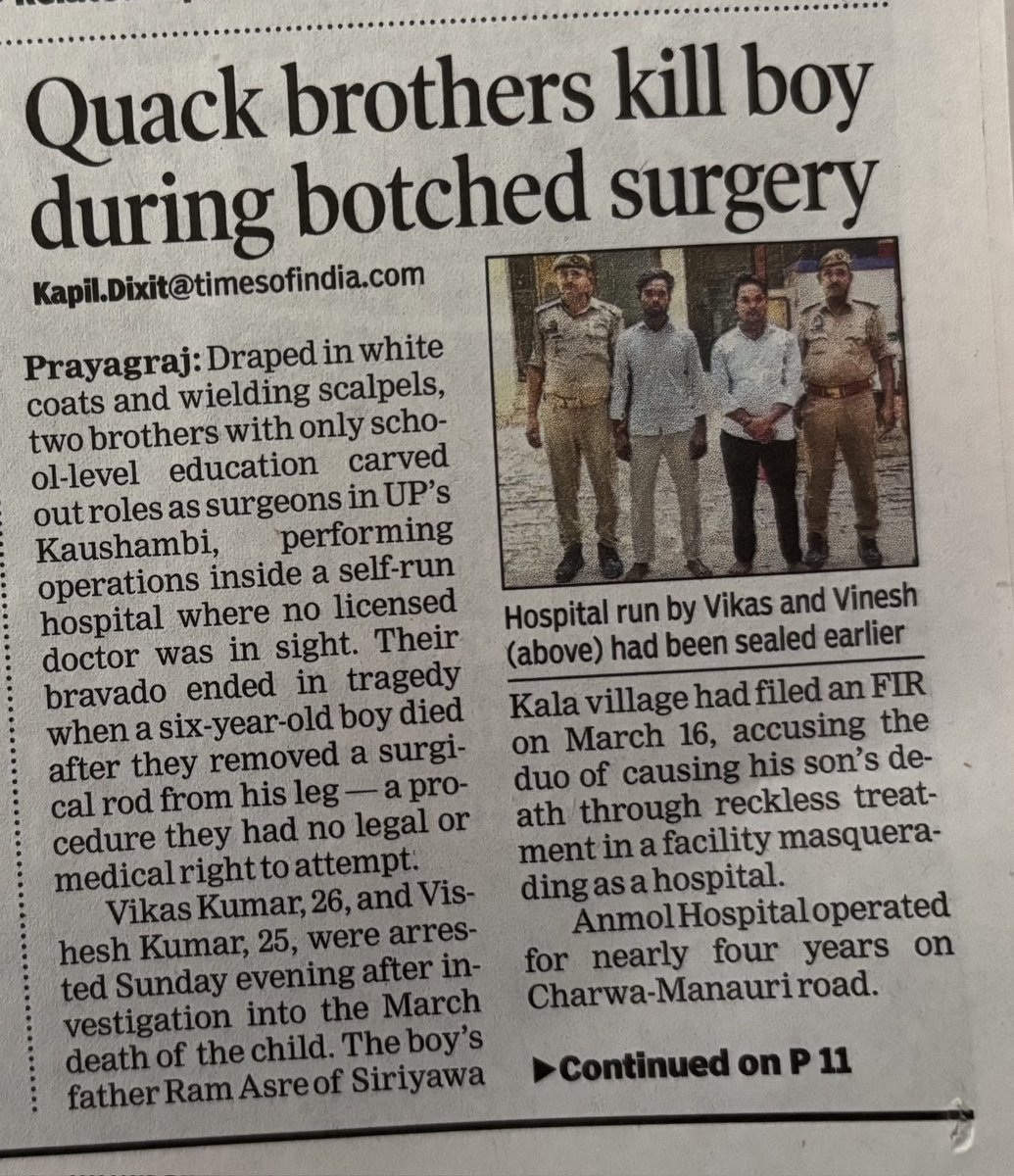 Indian Doctor🇮🇳 (@indian__doctor) on Twitter photo The prevalence of quackery in our healthcare system is alarming, with unqualified practitioners putting lives at risk.
It's imperative that the government takes decisive action to regulate and penalize such malpractice."
#MedTwitter <a href="/PMOIndia/">PMO India</a> <a href="/myogiadityanath/">Yogi Adityanath</a> <a href="/JPNadda/">Jagat Prakash Nadda</a> The prevalence of quackery in our healthcare system is alarming, with unqualified practitioners putting lives at risk.
It's imperative that the government takes decisive action to regulate and penalize such malpractice."
#MedTwitter <a href="/PMOIndia/">PMO India</a> <a href="/myogiadityanath/">Yogi Adityanath</a> <a href="/JPNadda/">Jagat Prakash Nadda</a>