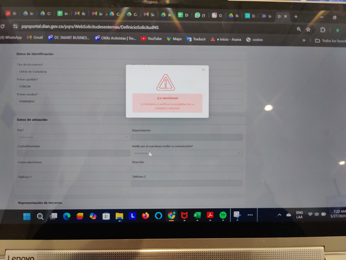 carolinasan04's tweet photo. Ni poner un PQR se puede. Mañana hay vencimientos de exógena y el consultor de RUT no funciona. ¿Qué derechos tenemos los contadores? Es injusto que declarar impuestos y presentar exógena sea un martirio. Esto ya me ha afectado hasta la salud. ¡Basta!
@luiellinas

#Contingencia https://t.co/VPfEFNrr6Q