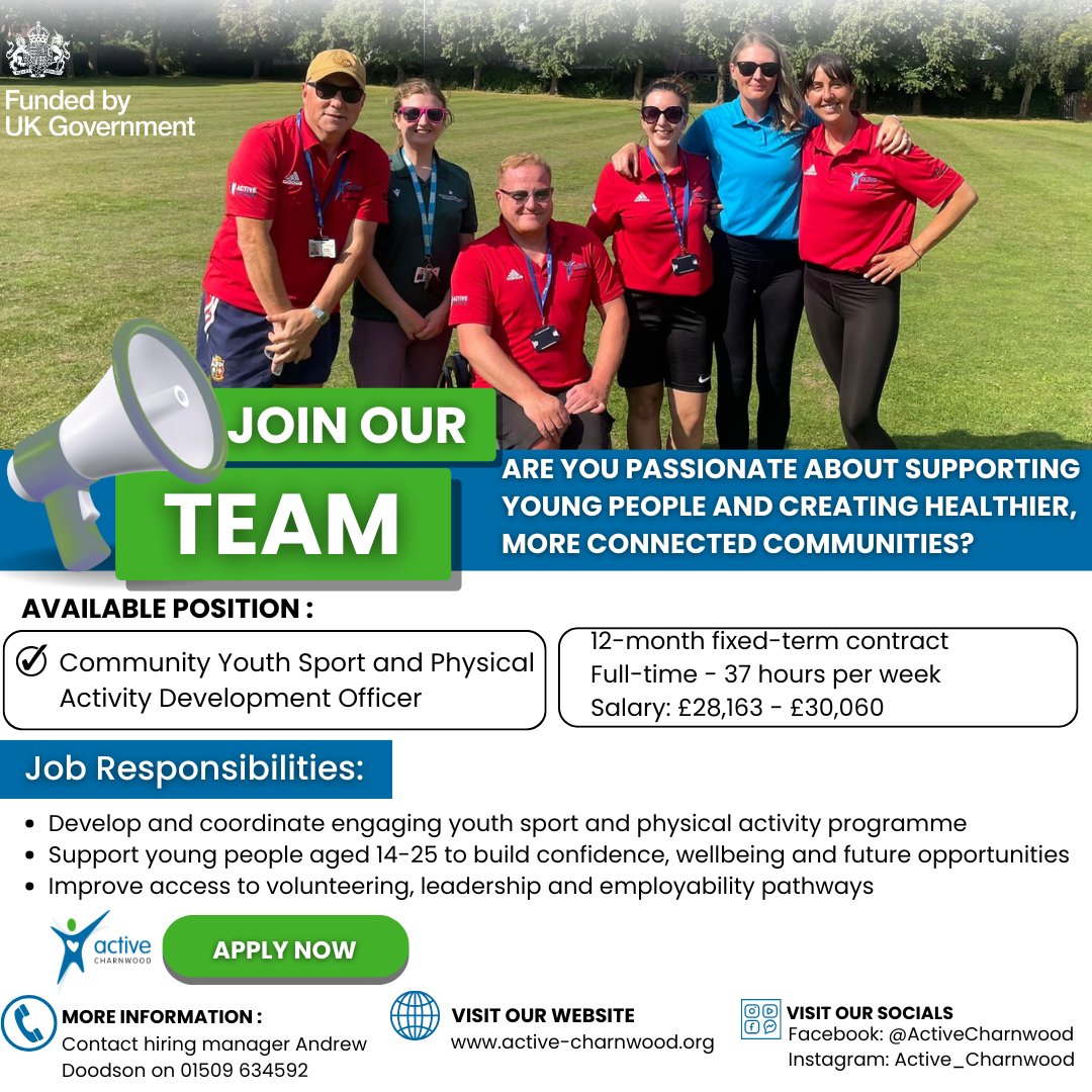 We are hiring! 

We are seeking a proactive team player, who is committed to making a difference within our local communities by providing positive sports and active lifestyle opportunities for young people.

Apply here: tinyurl.com/2p9ufpb4