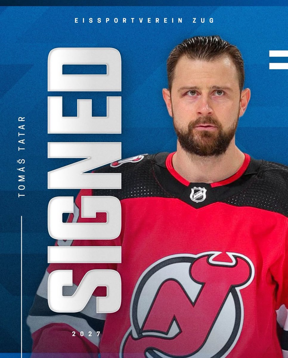 #NJDevils forward Tomas Tatar announced that he has signed with Zug in Switzerland for the next two years. 

I wish him nothing but the best. He was an absolutely wonderful player to work with and a guy who was well-liked in the locker room. 

📸: Tatar’s Instagram