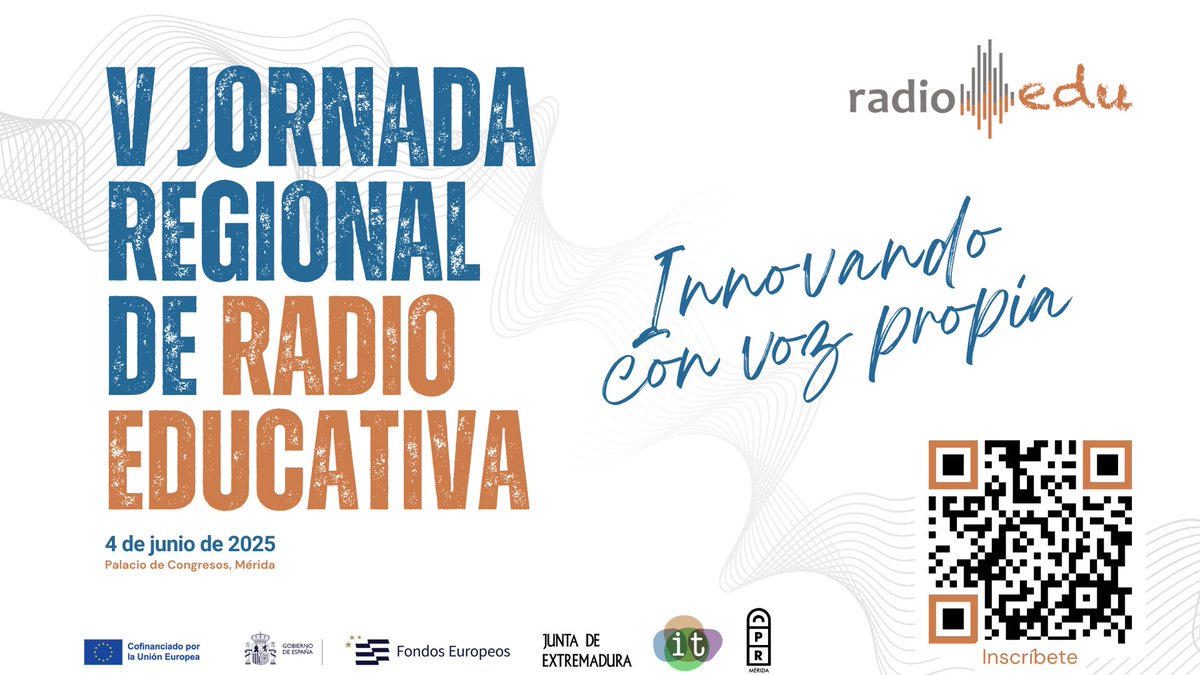 🎙️El programa de la V Jornada Regional de Radio Educativa  "RadioEdu", promete.

🤩Cuenta con una gran variedad de actividades que harán que Mérida sea el lugar de encuentro para todos  aquellos interesados en conocer la radio educativa 👇

🔗cutt.ly/trcLAsgC