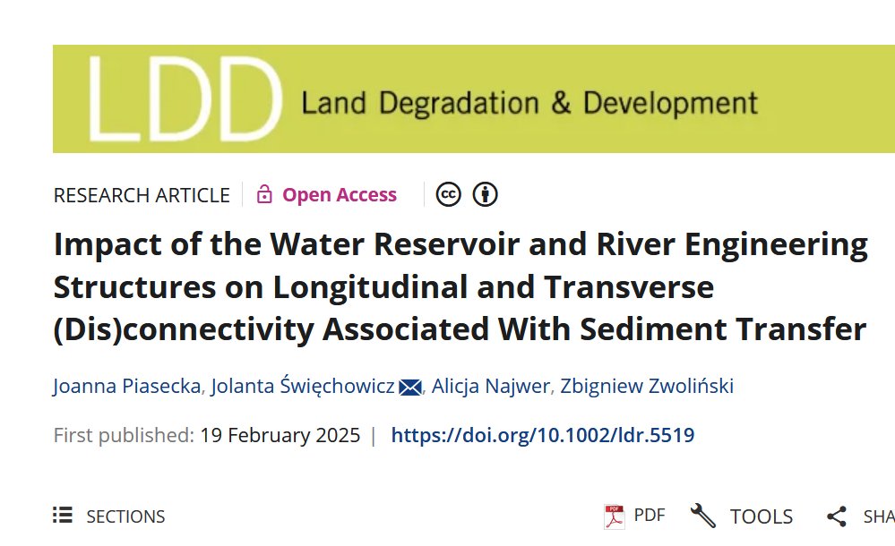 Nowa publikacja naukowa z udziałem <a href="/IETU_PL/">Instytut Ekologii Terenów Uprzemysłowionych</a> ➡️Impact of the Water Reservoir and River Engineering Structures on Longitudinal and Transverse (Dis)connectivity Associated With Sediment Transfer, Land Degradation and Developmnet
Polecamy👉onlinelibrary.wiley.com/doi/10.1002/ld…