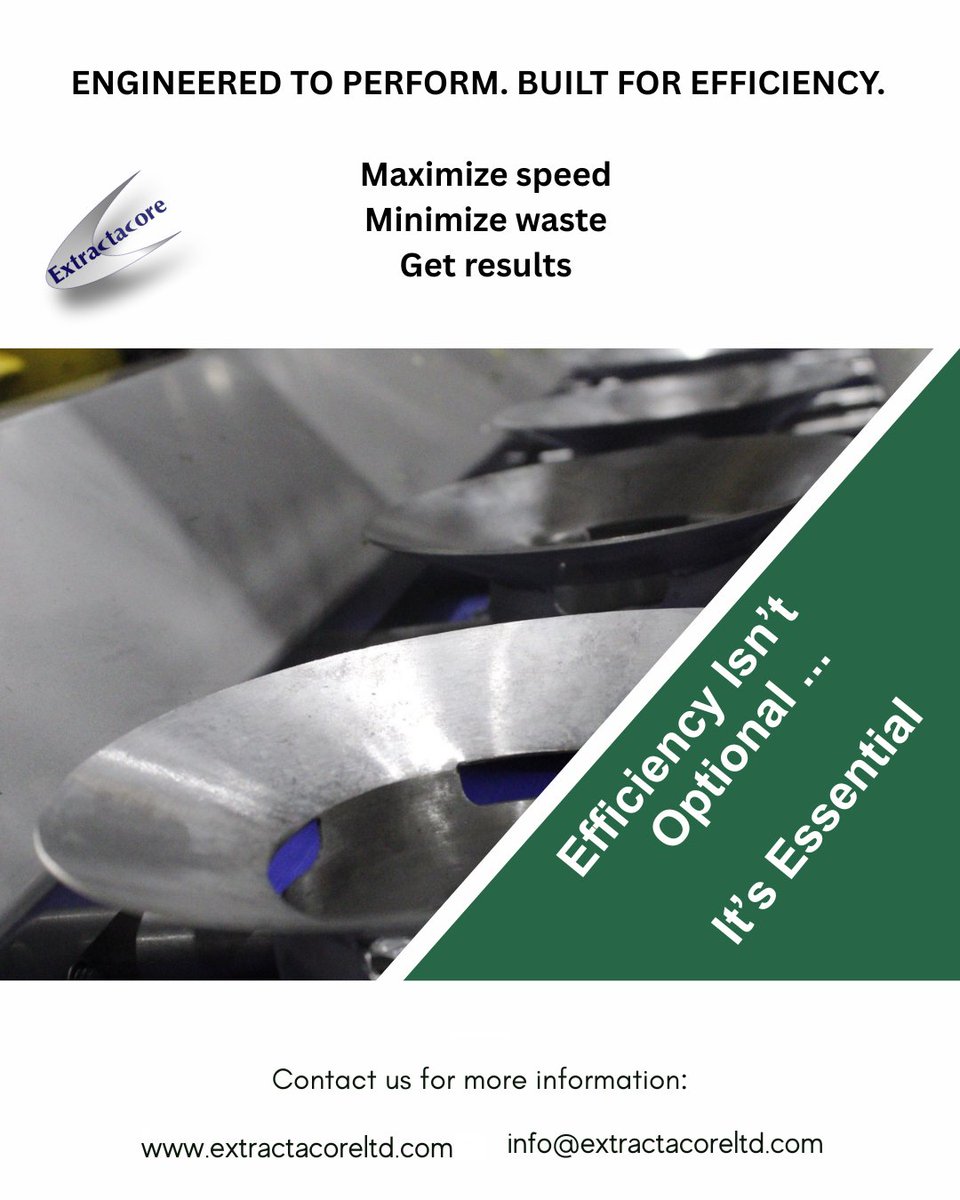 ExtractaCore's tweet image. Efficiency is the foundation of success. ⚙️
At Extractacore Ltd, we design precision-engineered food processing solutions that optimize speed, reduce waste, and deliver consistent results.
Because performance isn’t just expected—it’s required.
🚀 Let’s drive innovation together