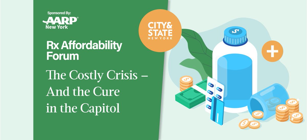 aarpny (@aarpny) on Twitter photo Medicine doesn’t work if you can’t afford it. Let’s talk about the high cost of Rx drugs burdening NYers & forcing impossible choices. Join #AARPNY & <a href="/CSNY_Events/">City & State Events</a> Virtual Rx Affordability Forum: The Costly Crisis – And the Cure in the Capitol. Register spr.ly/6013NxuAB Medicine doesn’t work if you can’t afford it. Let’s talk about the high cost of Rx drugs burdening NYers & forcing impossible choices. Join #AARPNY & <a href="/CSNY_Events/">City & State Events</a> Virtual Rx Affordability Forum: The Costly Crisis – And the Cure in the Capitol. Register spr.ly/6013NxuAB