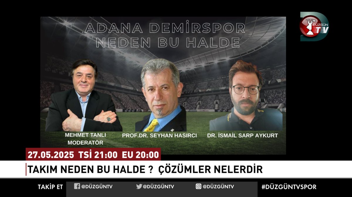 🔴 Bu akşam saat 2️⃣1️⃣'de futbolu ve Adana Demirspor'u masaya yatıracağız