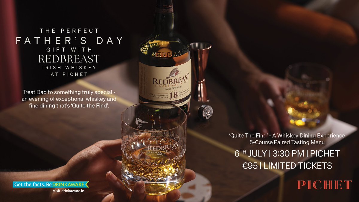𝗜𝗥𝗜𝗦𝗛 𝗪𝗛𝗜𝗦𝗞𝗘𝗬 𝗘𝗩𝗘𝗡𝗧!

Celebrate Father’s Day with a Redbreast Irish Whiskey Dining Experience at Pichet.

5 course dining experience paired with a range of Redbreast Irish whiskeys, a multi-award winning partnership.

more details: irishwhiskeymagazine.com/news/redbreast…