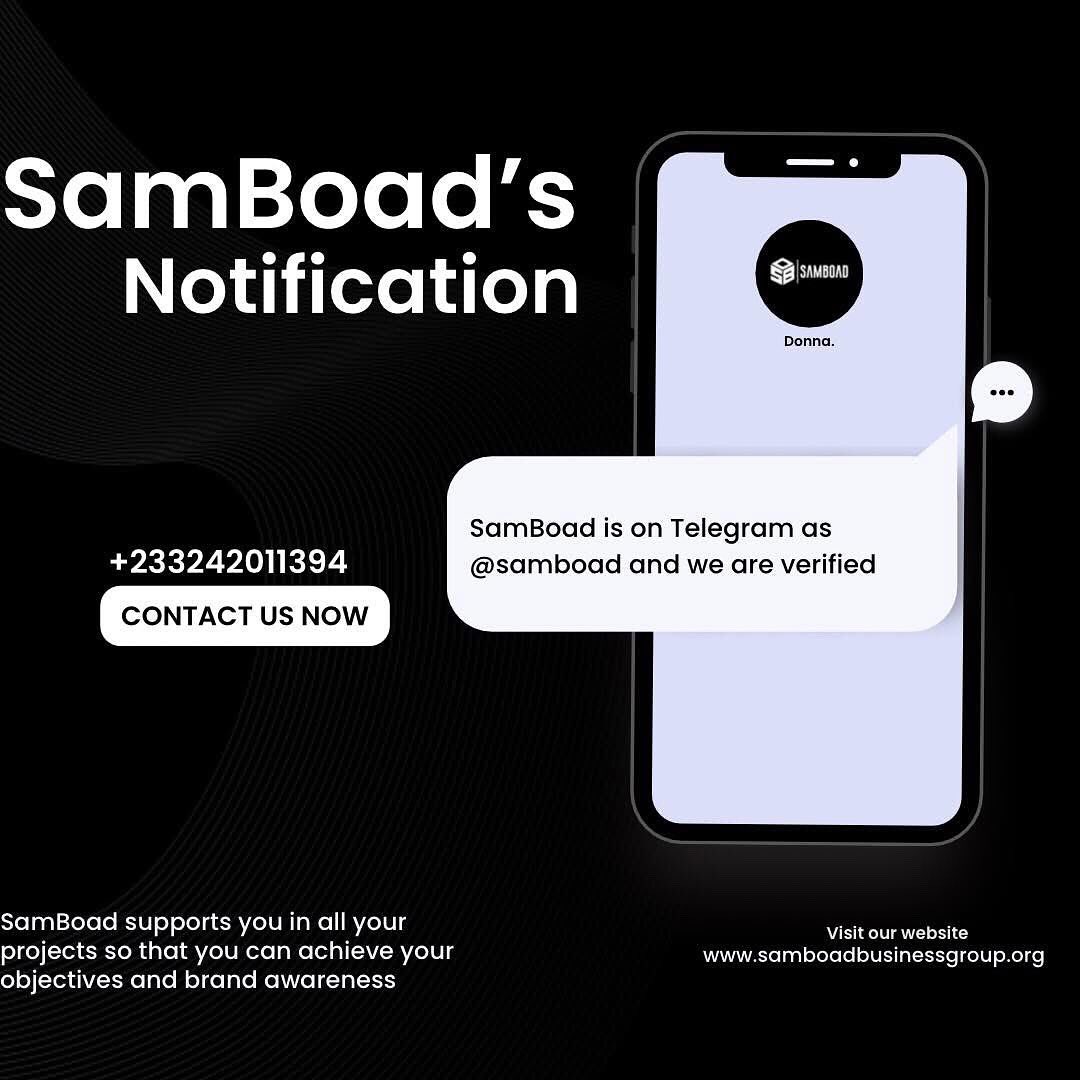 samboad_'s tweet photo. We’re now on Telegram !

Stay updated with exclusive news, business tips, and digital trends from SamBoad. Join our Verified channel now 🔗 https://t.co/7kLkZGQZrj

#samboad, maintaining your vision..

Trdz: #shoutsOnY | Ghana Card | Nigerians | Black Stars https://t.co/LLXHBuPCmU
