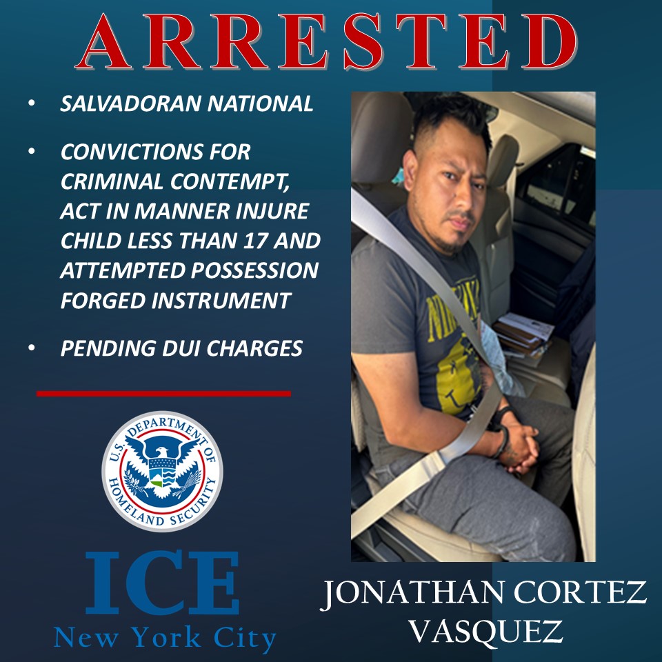 ERONewYork's tweet image. ICE New York City is committed to keeping criminal aliens of out of Long Island communities. This individual is now in custody pending his removal proceedings.