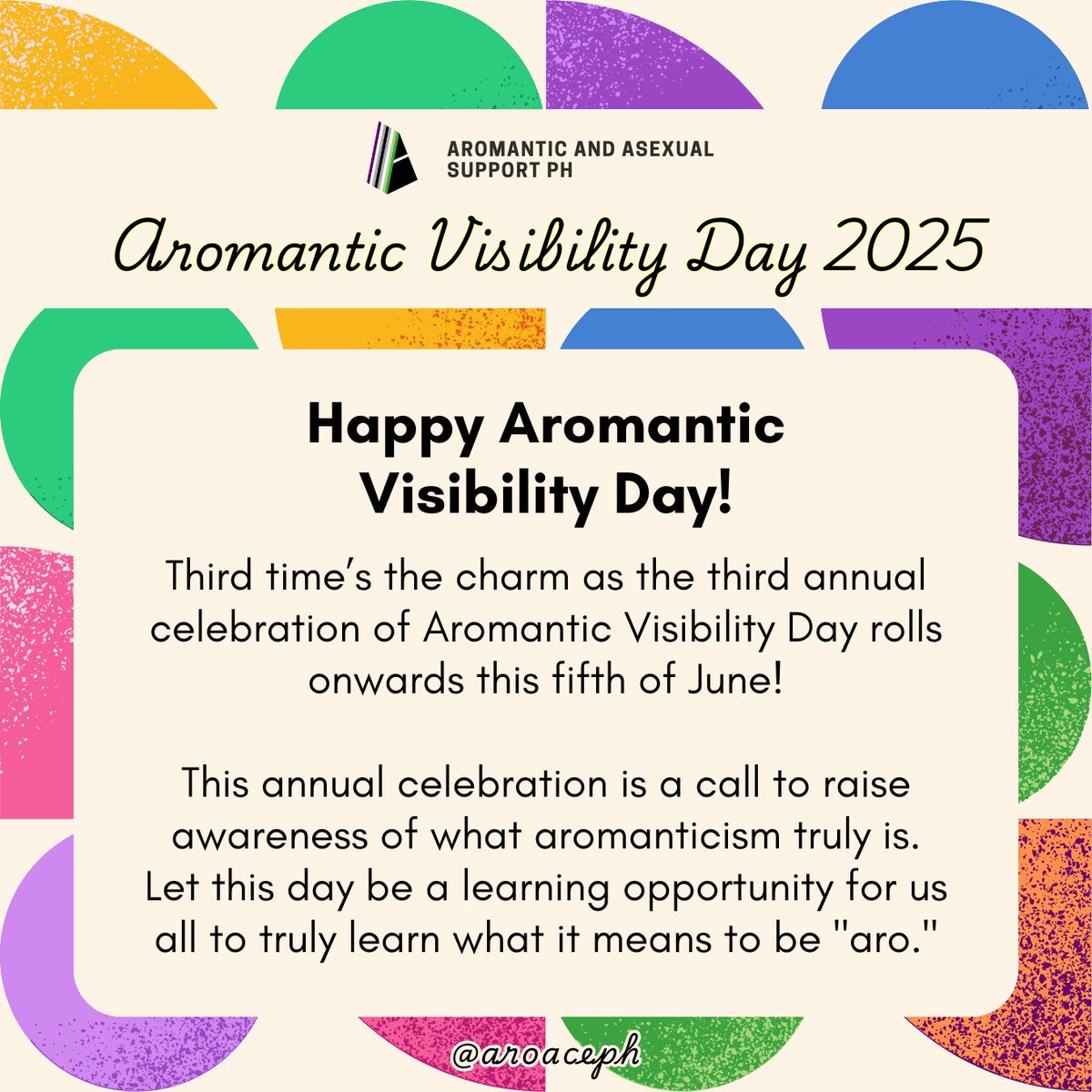 aroaceph's tweet image. Happy Aromantic Visibility Day!

This annual celebration is a call to raise awareness of what aromanticism truly is. Let this day be a learning opportunity for us all to truly learn what it means to be "aro."