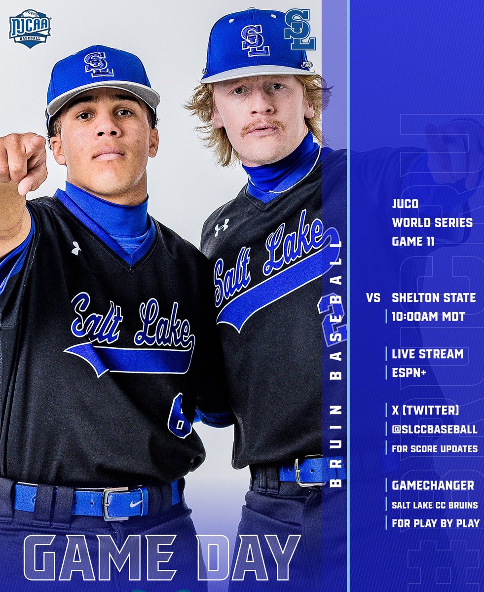 SLCC BASEBALL (@slccbaseball) on Twitter photo JUCO World Series - Bracket Game 11. #BruCru take on Shelton State Buccaneers. First Pitch at 10:00AM MDT.
<a href="/slccbruins/">SLCC Athletics</a> <a href="/JUCOWorldSeries/">JUCO World Series⚾️</a>
#bruinway #bruinfamily JUCO World Series - Bracket Game 11. #BruCru take on Shelton State Buccaneers. First Pitch at 10:00AM MDT.
<a href="/slccbruins/">SLCC Athletics</a> <a href="/JUCOWorldSeries/">JUCO World Series⚾️</a>
#bruinway #bruinfamily