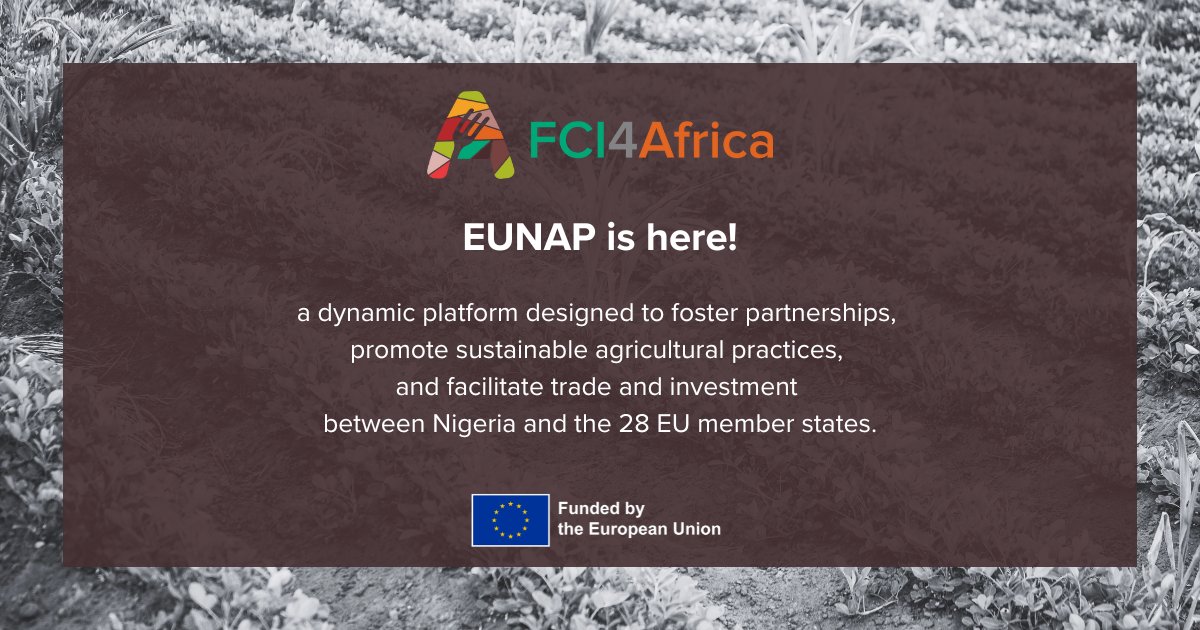 FCI4Africa (@fci4africa) on Twitter photo The EU–Nigeria Agribusiness Platform (<a href="/eungagri/">EU-Nigeria Agribusiness Platform</a>) is here to strengthen agribusiness linkages between Nigeria and the EU.
#FCI4Africa supports this initiative that drives sustainability and food security.
Explore EUNAP here: eungagribusiness.com
#HorizonEU #ResearchImpactEU The EU–Nigeria Agribusiness Platform (<a href="/eungagri/">EU-Nigeria Agribusiness Platform</a>) is here to strengthen agribusiness linkages between Nigeria and the EU.
#FCI4Africa supports this initiative that drives sustainability and food security.
Explore EUNAP here: eungagribusiness.com
#HorizonEU #ResearchImpactEU