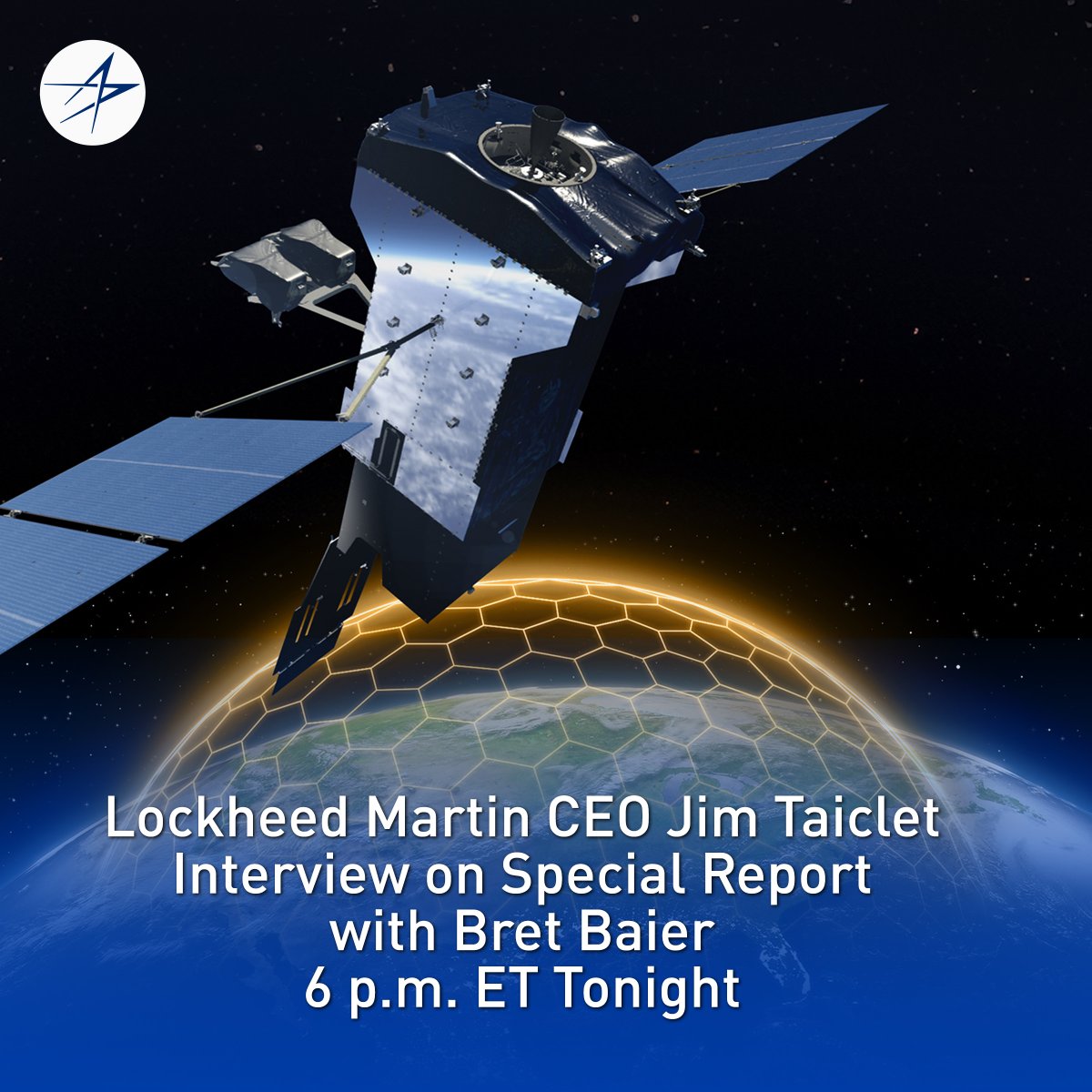 Lockheed Martin News (@lmnews) on Twitter photo Watch <a href="/LockheedMartin/">Lockheed Martin</a> CEO Jim Taiclet on <a href="/FoxNews/">Fox News</a> <a href="/SpecialReport/">Special Report Team</a> with <a href="/BretBaier/">Bret Baier</a> at 6 p.m. ET discuss <a href="/POTUS/">President Donald J. Trump</a> Golden Dome for America. The company stands ready to support—leveraging decades of experience, combat-proven systems and a relentless focus on speed and innovation. Watch <a href="/LockheedMartin/">Lockheed Martin</a> CEO Jim Taiclet on <a href="/FoxNews/">Fox News</a> <a href="/SpecialReport/">Special Report Team</a> with <a href="/BretBaier/">Bret Baier</a> at 6 p.m. ET discuss <a href="/POTUS/">President Donald J. Trump</a> Golden Dome for America. The company stands ready to support—leveraging decades of experience, combat-proven systems and a relentless focus on speed and innovation.