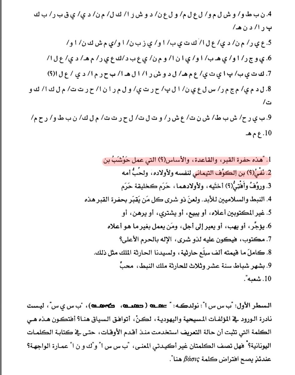 نقش من العلا المملكةالعربية السعودية🇸🇦
يعود تاريخ النقش للسنة الرابعة ميلادي
وهو شاهد قبر لرجل اسمه شوحب بن نفي بن الكوف التيماني
وتيماءإحدى مدن السعوديةوتاريخهايعود للعرب القدماء
وقدذكرت كتب التاريخ أيضااقوام من العرب يعودنسبهم لتيمن بن نبت بن قيدار ابن النبي اسماعيل عليه السلام