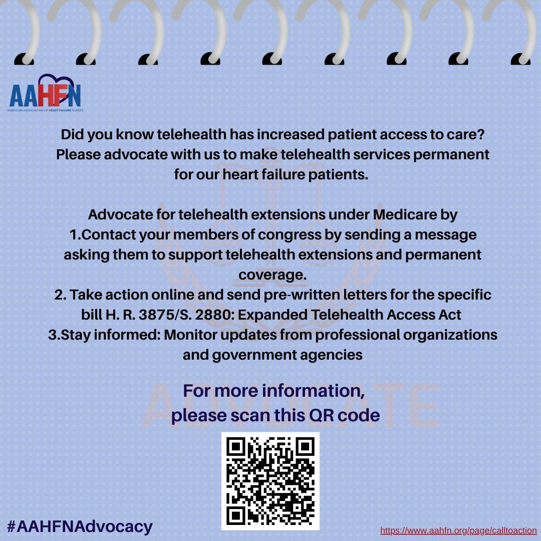 Let’s make access to care easier.

Contact your members of Congress and ask them to support telehealth extensions and permanent coverage: house.gov

Support H.R. 3875/S. 2880, the Expanded Telehealth Access Act, by submitting your comment: govtrack.us/congress/bills…