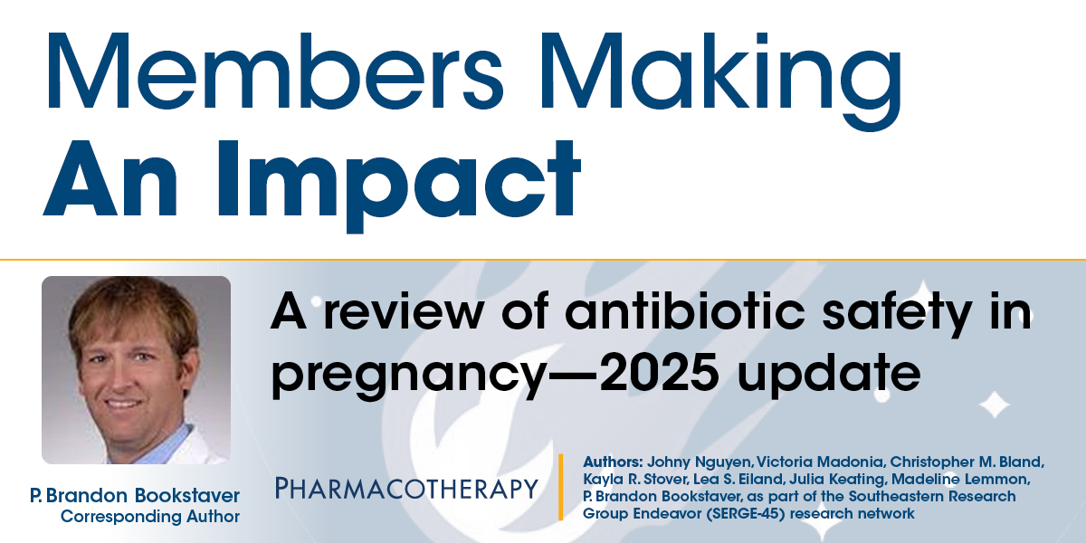 ACCP (@accp) on Twitter photo Congratulations to ACCP member P. Brandon Bookstaver and co-authors on the recent publication of their article in Pharmacotherapy! Access the abstract and/or article here: ow.ly/RIXL50VEWfn
#OpenAccess #MakingAnImpact #ACCP <a href="/PharmacoJournal/">Pharmacotherapy</a> Congratulations to ACCP member P. Brandon Bookstaver and co-authors on the recent publication of their article in Pharmacotherapy! Access the abstract and/or article here: ow.ly/RIXL50VEWfn
#OpenAccess #MakingAnImpact #ACCP <a href="/PharmacoJournal/">Pharmacotherapy</a>