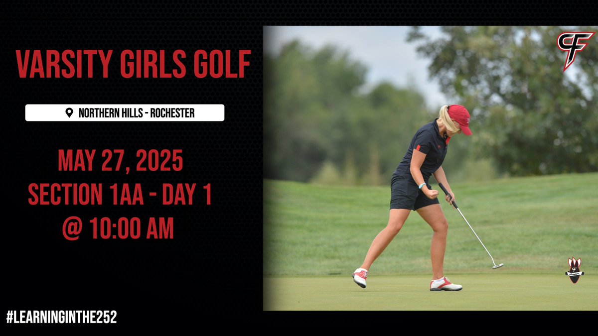 Good luck to the Bomber Varsity Girls Participants competing in Day 1 of the Section 1AA Girls Golf Tournament today!
@ 10:00 am - @ Norther Hills Golf Course
Good luck Bombers!!!
#LearningInThe252