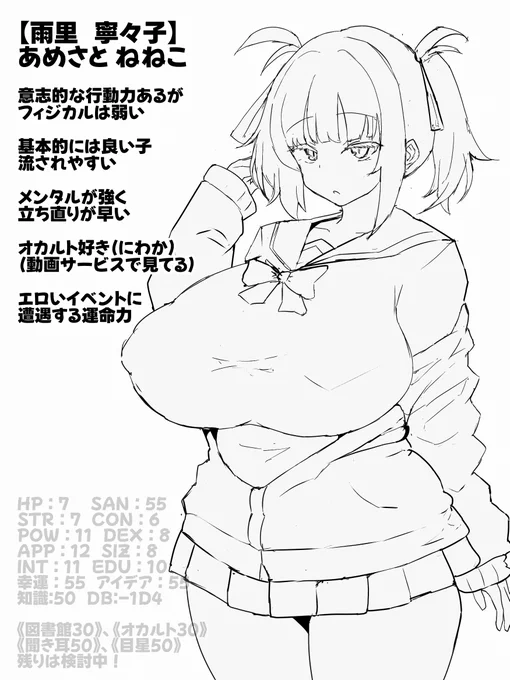 2025年5月27日(火)174枚目
雨里 寧々子(あまさと ねねこ/創作小説用)

自作のエロ小説用
一応こんな子 