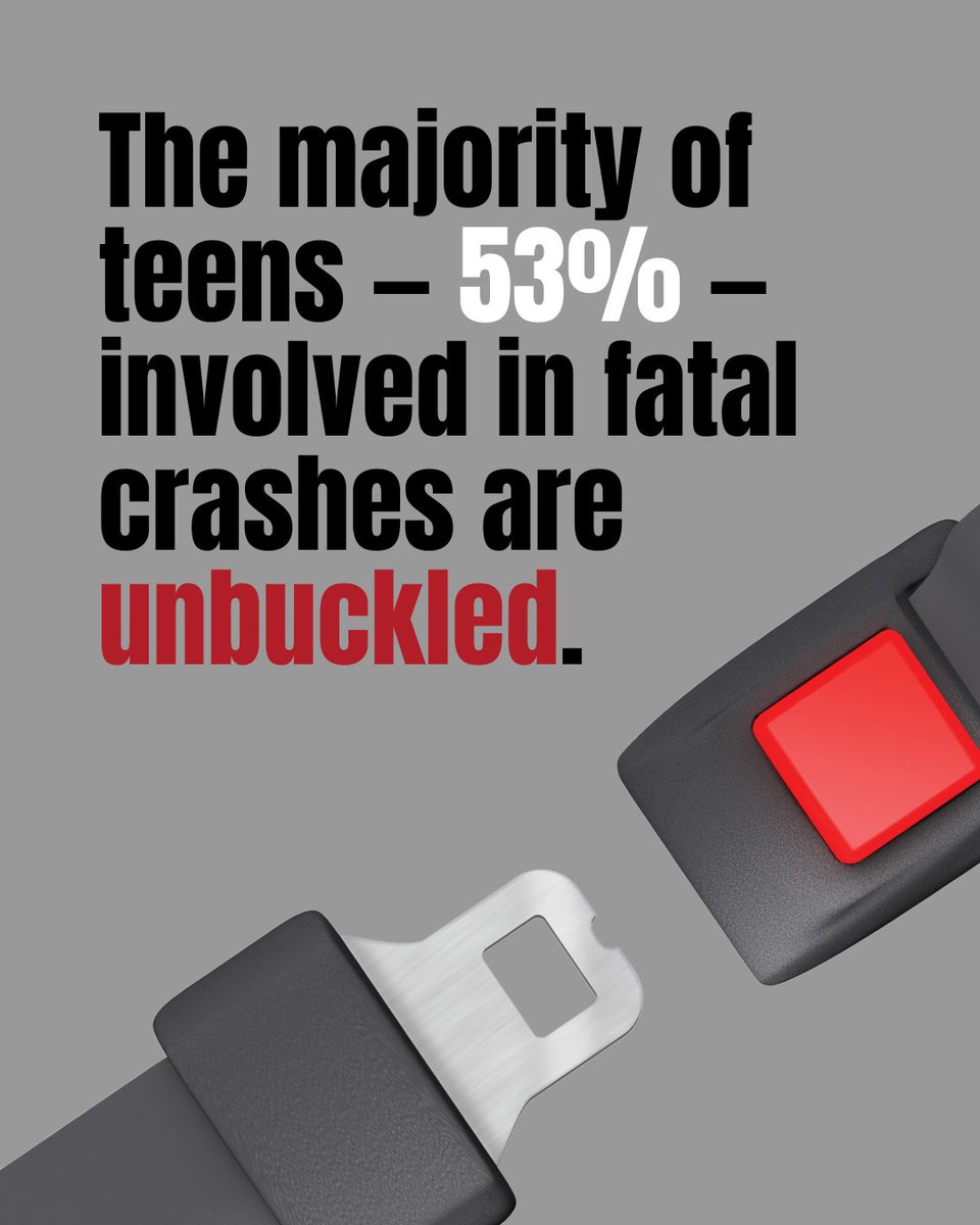 A lot of teens aren't wearing a seat belt❗Parents, make sure your teen buckles up every trip, every time.

Click It or Ticket. Don't Risk It.